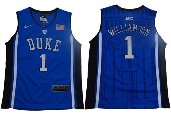 Youth Duke Blue Devils #1 Williamson Blue Elite Nike NBA NCAA Jerseys